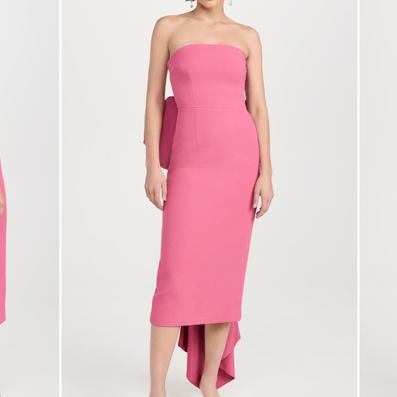 Rebecca Vallance Anais Bow Midi Dress, Rose Pink, 8 UK/ 4US - Picture 3 of 16